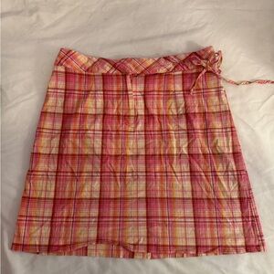 Mixit Pink and Yellow Plaid Mini Skirt